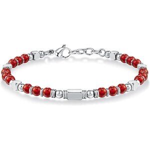 Silver & Red Boho Beaded Bracelets for Women Trendy Jewelry Gifts for Lover